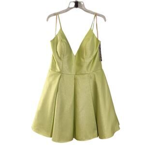 JOVANI NWT Green Shimmer Pleated A Line Dress, Size 14